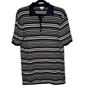 Rare Vintage Men's Armani Collezioni Polo Shirt Striped Large with Button Collar